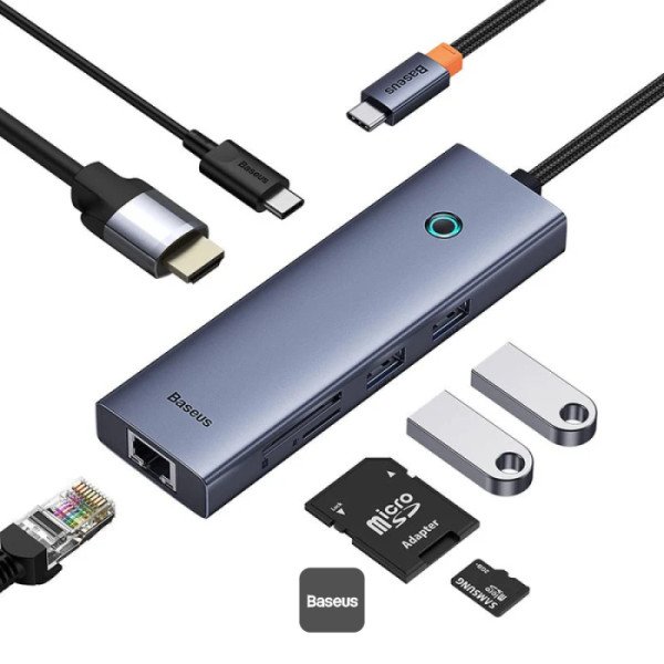 محطة الإرساء Baseus UltraJoy Series 7-Port HUB - رمادي فلكي