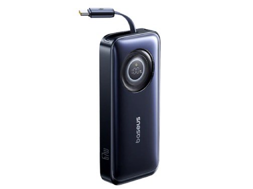 Baseus EnerCore CR11 Power Bank with Retractable Cable 10000mAh 45W - Cosmic Black