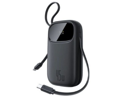Baseus EnerFill FC31 Qpow3 Digital Display Power Bank with 2 Built-in USB-C Cables 10000mAh 45W - Cosmic Black
