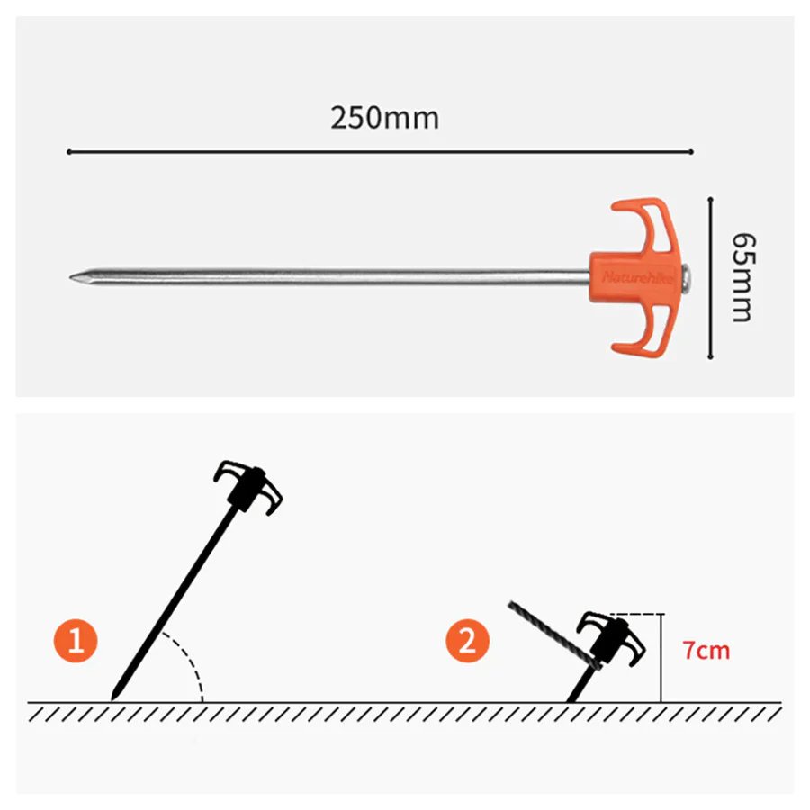 Naturehike (Hill) Campsite Galvanized iron Nail- Orange gallery image