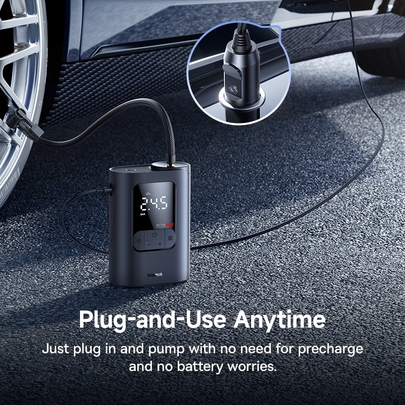 Baseus GoTrip VA1 Pro Super Mini Wired Inflator 22-Cylinder - أسود كوني gallery image