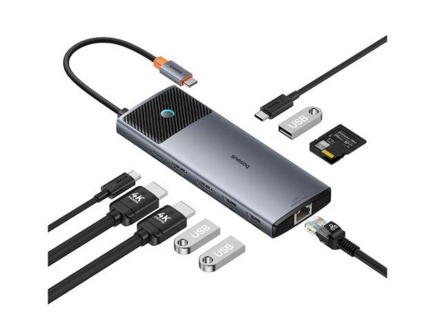 Baseus Metal Gleam II 10-in-1 USB HUB Dual Display - Cosmic Black gallery image