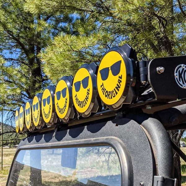 KC HILITES | 6′′ PRO 6 GRAVITY LIGHT COVER | SMILEY FACE YELLOW/BLACK KC LOGO gallery image