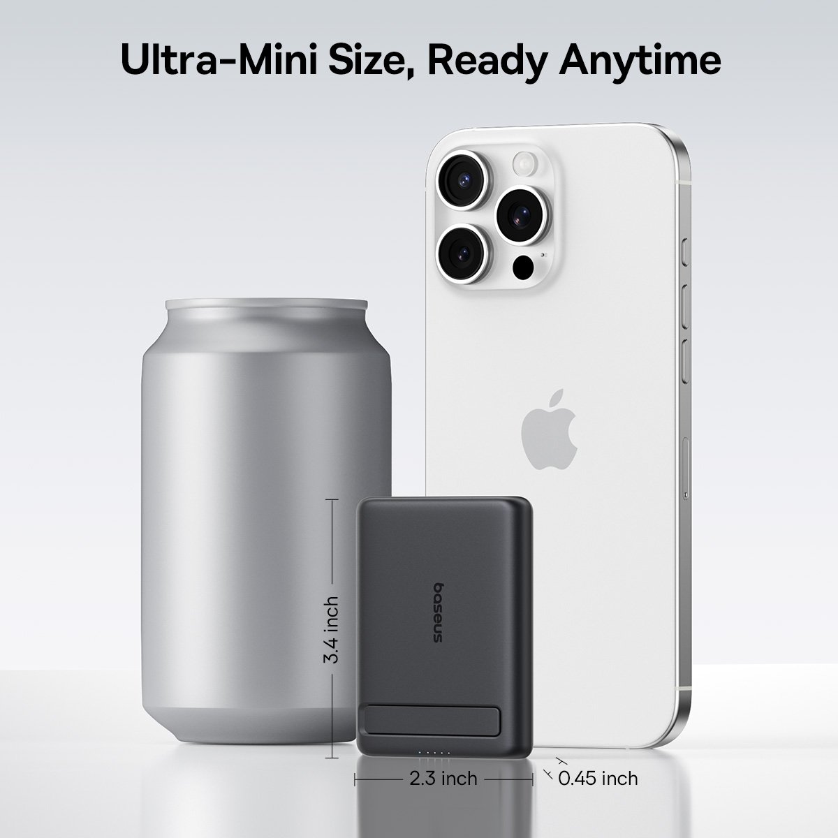 بنك الطاقة المغناطيسي Baseus PicoGo AM31 Qi2 Ultra-Mini مع Kickstand 5000mAh 20W - أسود كوني gallery image